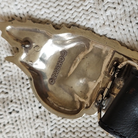 Vintage 2005 Harley Davidson Road Hog Race Belt Buckle Leather 34 - Picture 6 of 9